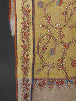 Mustard Jali Embroidery Pashmina Cashmere Scarf
