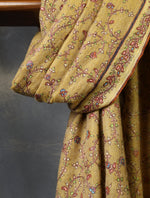 Mustard Jali Embroidery Pashmina Cashmere Scarf