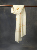 Ivory Base Boteh Embroidery Pashmina Cashmere Scarf