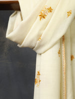 Ivory Base Boteh Embroidery Pashmina Cashmere Scarf