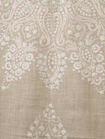 Natural Base Jali Embroidery Cashmere Pashmina Shawl