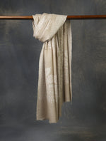 Natural Base Jali Embroidery Cashmere Pashmina Shawl