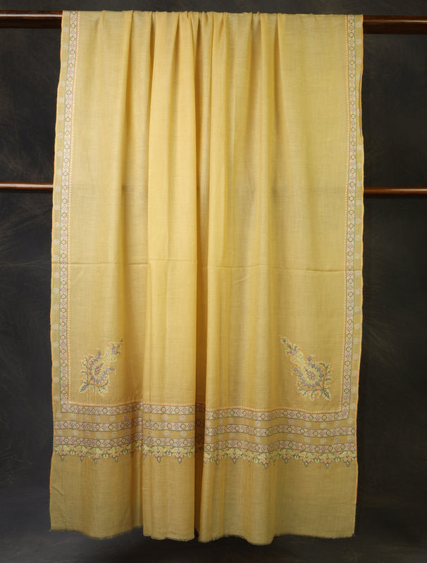 3 yard Lemon Big Border Embroidery Cashmere Pashmina Shawl