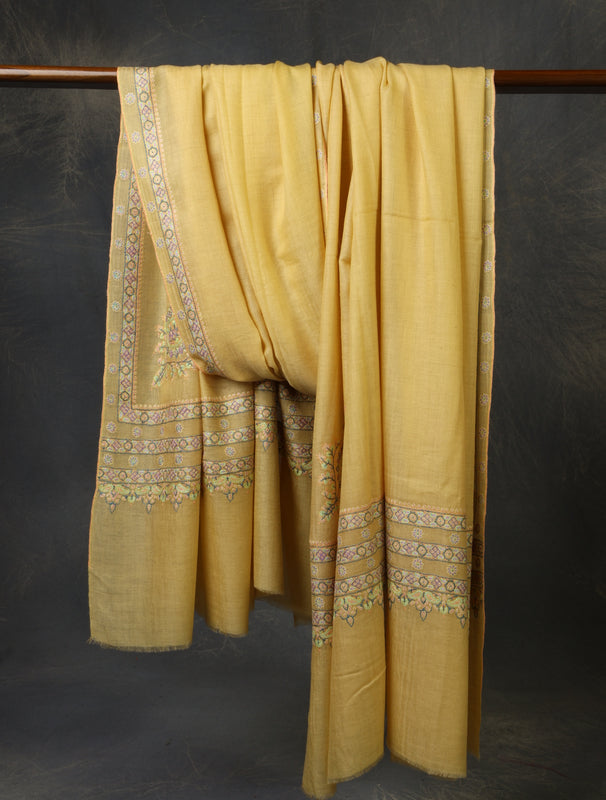 3 yard Lemon Big Border Embroidery Cashmere Pashmina Shawl