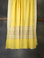 Lemon Base Big Border Embroidery Cashmere Pashmina Shawl