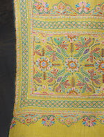 Lemon Base Big Border Embroidery Cashmere Pashmina Shawl