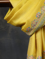 Lemon Base Big Border Embroidery Cashmere Pashmina Shawl