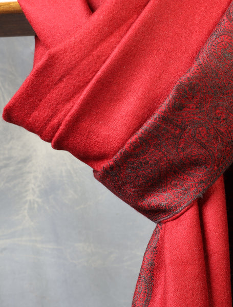 Red Base Big Border Embroidery Cashmere Pashmina Shawl