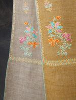 Mustard And Natural Base Reversible Motif Embroidery Cashmere Pashmina Shawl