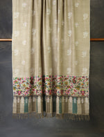 Natural Butti-Dar With Kani Border Embroidery Cashmere Pashmina Shawl