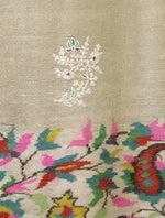 Natural Butti-Dar With Kani Border Embroidery Cashmere Pashmina Shawl