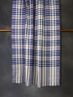 Ivory And Blue  Plaid Pure Cashmere Pashmina Shaw

