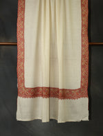 Ivory Base Big Border Embroidery Cashmere Pashmina Shawl