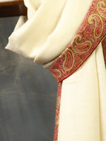 Ivory Base Big Border Embroidery Cashmere Pashmina Shawl