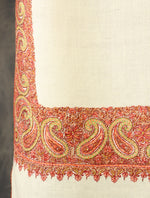 Ivory Base Big Border Embroidery Cashmere Pashmina Shawl