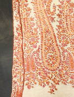 Ivory Base Big Border Embroidery Cashmere Pashmina Shawl