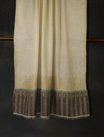 Ivory Base Big Border Embroidery Cashmere Pashmina Shawl