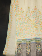 Ivory Base Big Border Embroidery Cashmere Pashmina Shawl