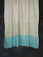 Ivory Base Blue Big Border Embroidery Cashmere Pashmina Shawl