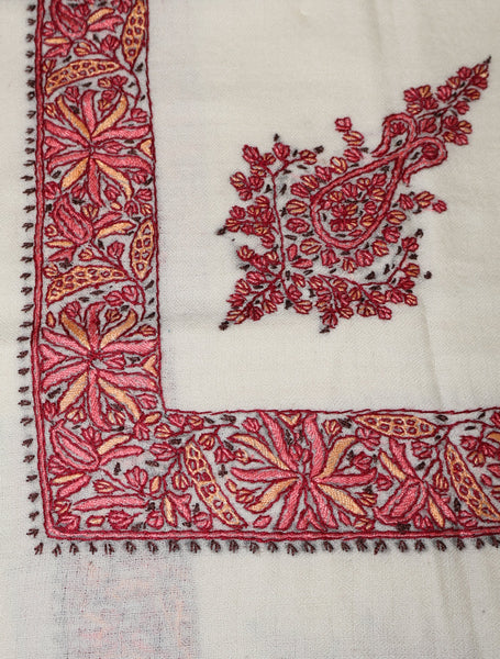 Ivory Base Mussar with Yellow Maroon Embroidery