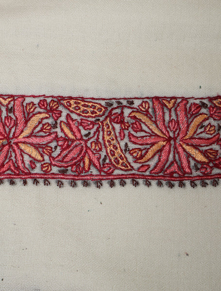 Ivory Base Mussar with Yellow Maroon Embroidery
