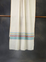 Ivory Base With Border Embroidery Cashmere Pashmina Scarf

