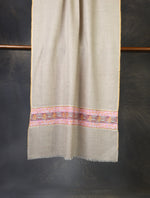 Ivory Base With Border Embroidery Cashmere Pashmina Scarf
