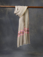 Ivory Base With Border Embroidery Cashmere Pashmina Scarf
