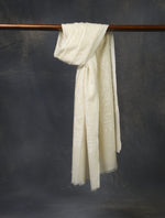 Ivory Jali Embroidery Cashmere Pashmina Scarf

