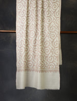  Ivory Jali Embroidery Cashmere Pashmina Scarf