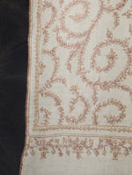  Ivory Jali Embroidery Cashmere Pashmina Scarf