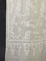 Ivory Jali Embroidery Cashmere Pashmina Scarf
