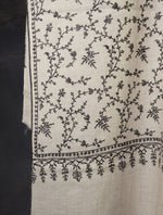 Ivory Jali Embroidery Cashmere Pashmina Shawl