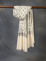 Ivory Jali Embroidery Cashmere Pashmina Shawl