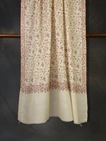 Ivory Jali Embroidery Cashmere Pashmina Shawl