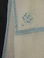 Ivory With Blue Border Embroidery Cashmere Pashmina Scarf