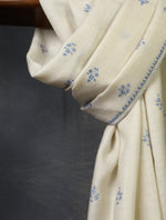 Ivory With Buteh Embroidery Cashmere Pashmina Scarf

