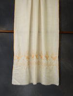 Ivory With Orange Big Buteh Motif Border Embroidery Cashmere Pashmina Scarf