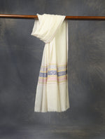 Ivory with Border Embroidery Cashmere Pashmina Scarf