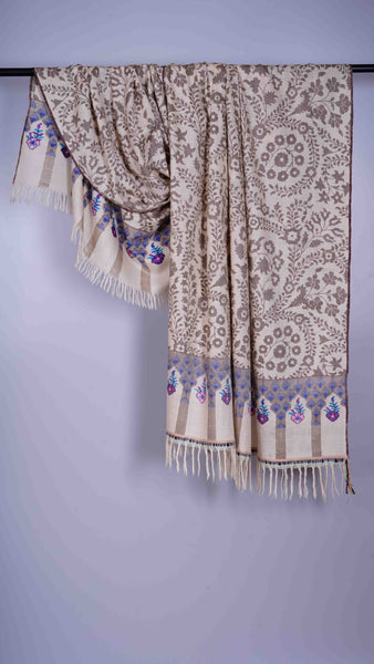 Ivory Base Kani Jamawar Pashmina Shawl