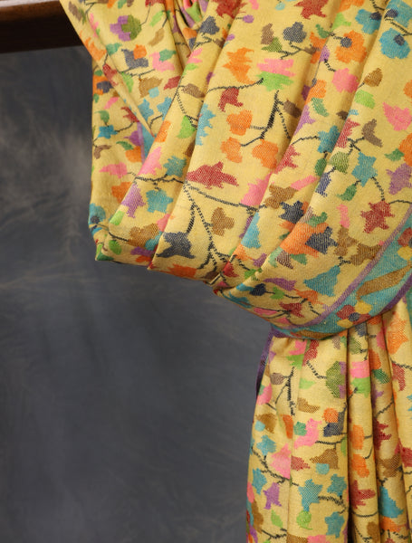 Lemon Kani floral Pashmina Shawl