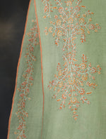 Light Pastel Green Big Border Embroidery Cashmere Pashmina Shawl