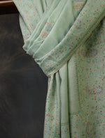 Light Pastel Green Boteh Motifs Embroidery Cashmere Pashmina Shawl 2