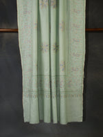 Light Pastel Green Boteh Motifs Embroidery Cashmere Pashmina Shawl 3
