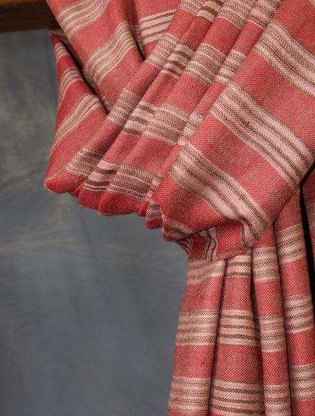 Maroon Base Multi Color Plaid Pure Cashmere Pashmina Shawl