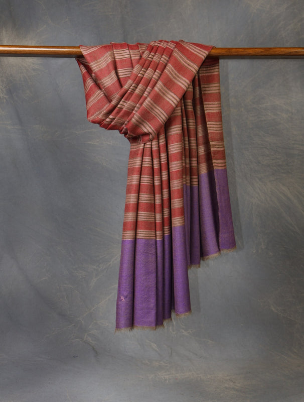 Maroon Base Multi Color Plaid Pure Cashmere Pashmina Shawl