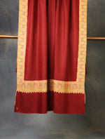 Maroon Big Border Embroidery Cashmere Pashmina Shawl