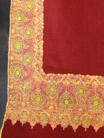 Maroon Big Border Embroidery Cashmere Pashmina Shawl