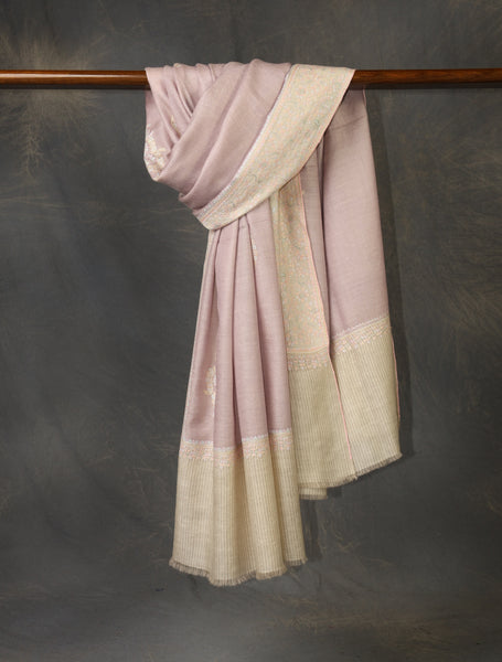 Mauve Boteh Motif Embroidery Cashmere Pashmina Shawl