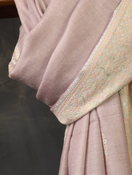 Mauve Boteh Motif Embroidery Cashmere Pashmina Shawl